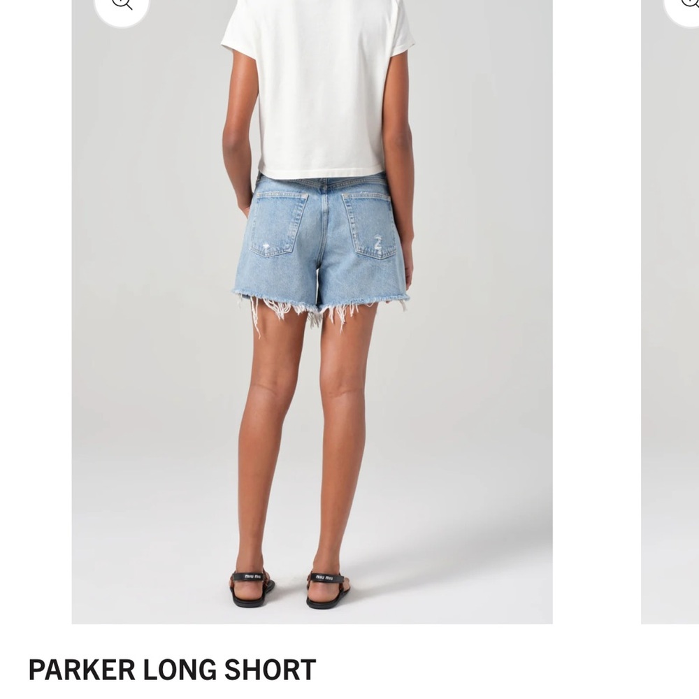 Agolde Light Wash Distressed Denim Jean Shorts - Picture 6 of 9